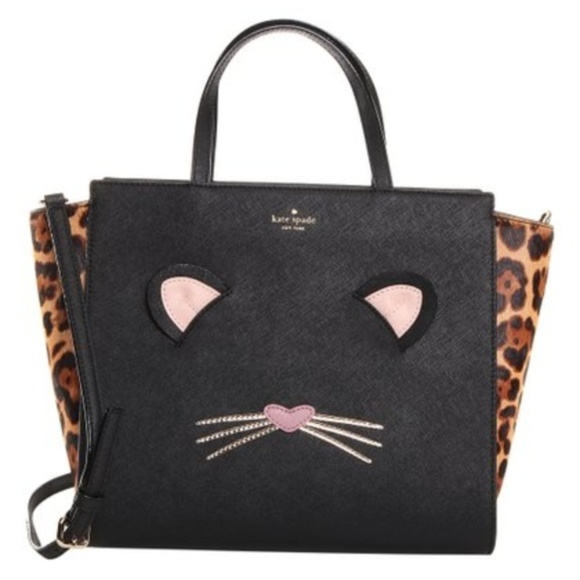 kate spade Handbags - Black Leopard Hayden Run Wild Leather Satchel NWT